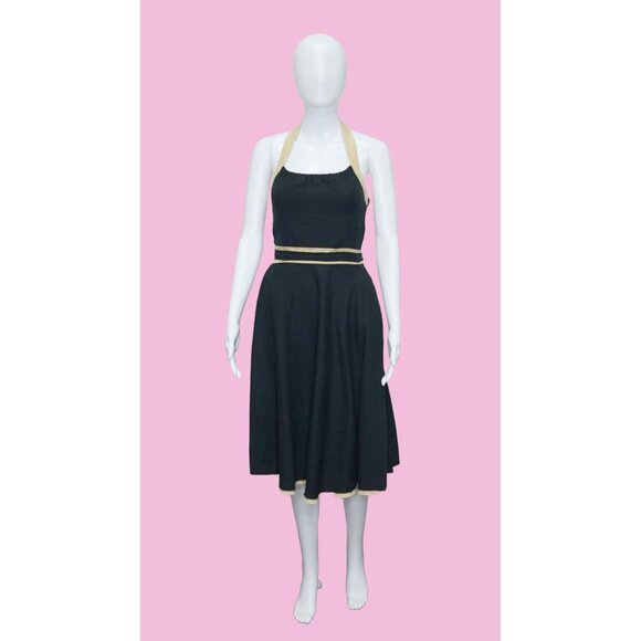 Y2K MOSCHINO CHEAP and CHIC. Sleeveless Halter Top Cotton Linen Blend Black & Be - Picture 2 of 10